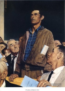 Norman Rockwell Painting - libertad de expresión 1943 Norman Rockwell